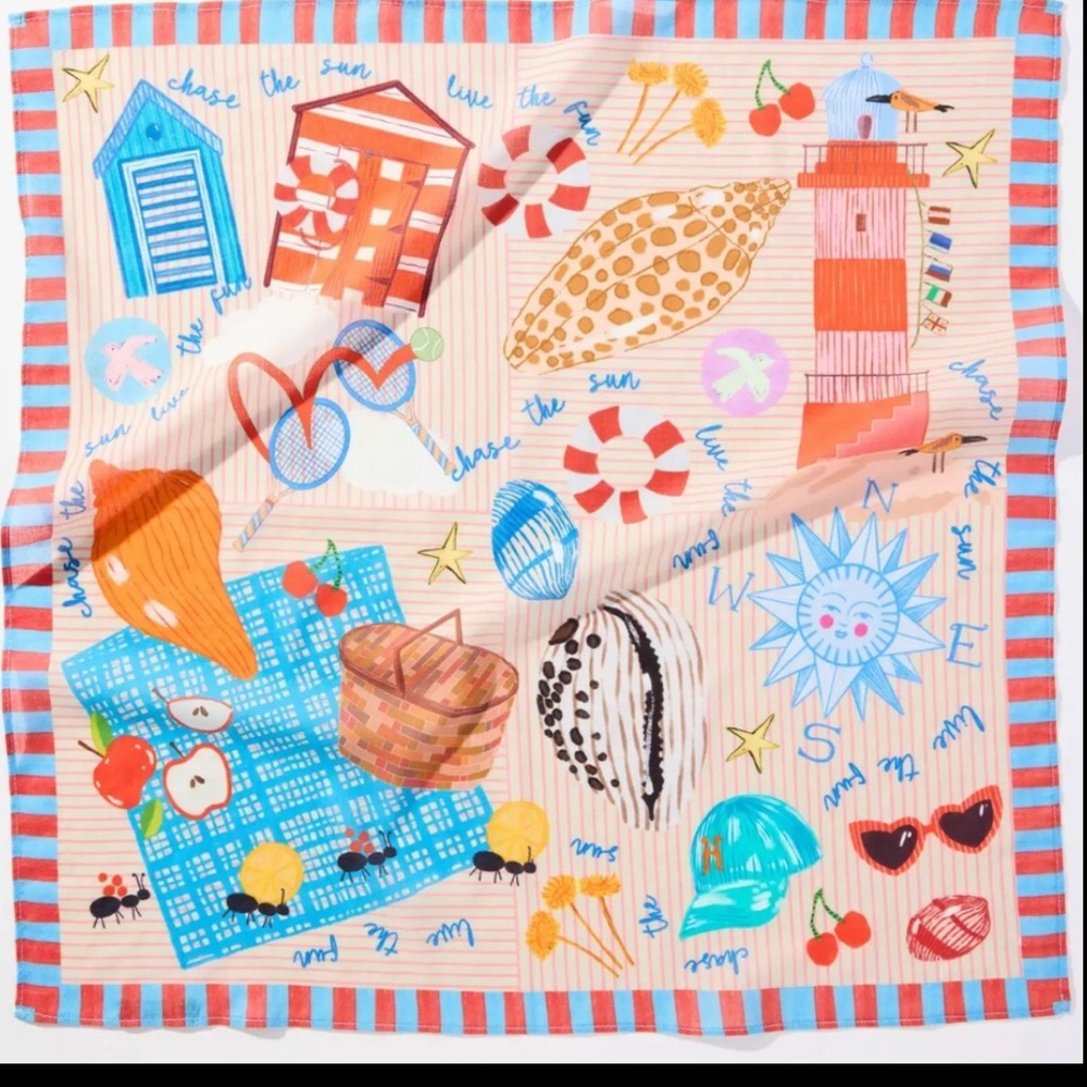 Vismaya Summer Edit Cotton Square Scarf Hamptons